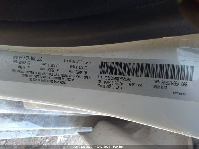 2015 CHRYSLER 200 S - 1C3CCCBB1FN721352