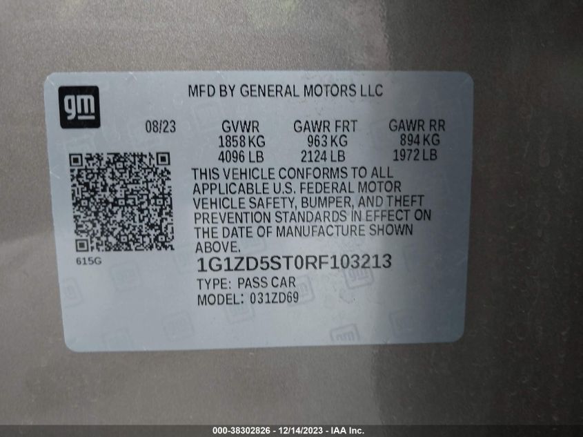 2024 CHEVROLET MALIBU FWD 1LT - 1G1ZD5ST0RF103213