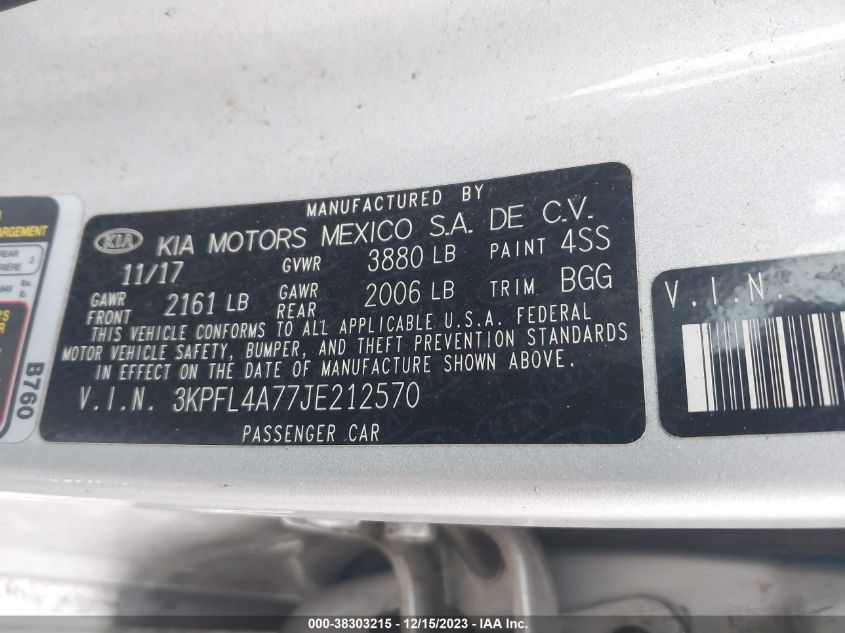 2018 KIA FORTE LX - 3KPFL4A77JE212570