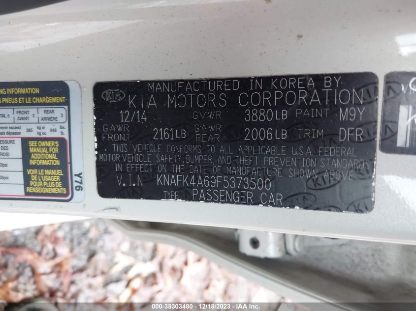 2015 KIA FORTE LX - KNAFK4A69F5373500