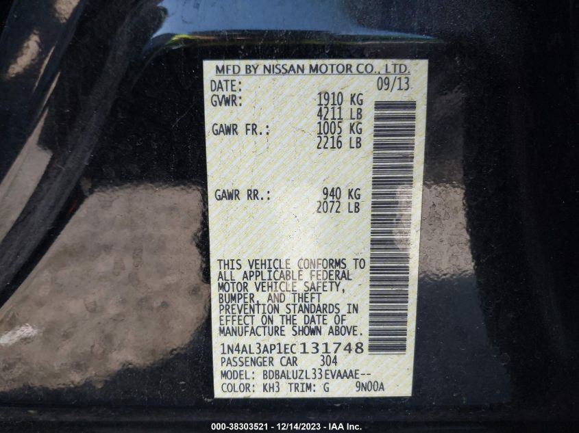 2014 NISSAN ALTIMA 2.5 SV - 1N4AL3AP1EC131748