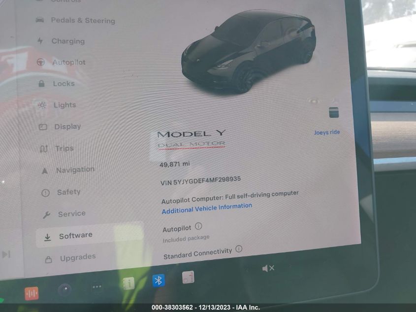 2021 TESLA MODEL Y - 5YJYGDEF4MF298935