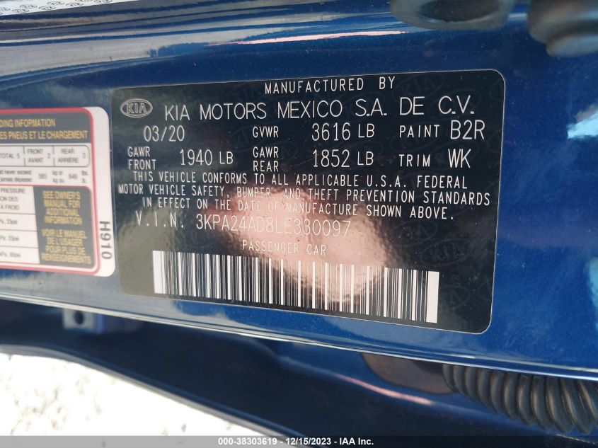2020 KIA RIO S - 3KPA24AD8LE330097
