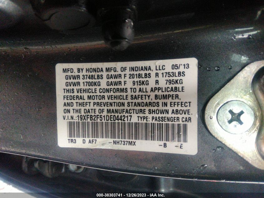 2013 HONDA CIVIC LX - 19XFB2F51DE044217