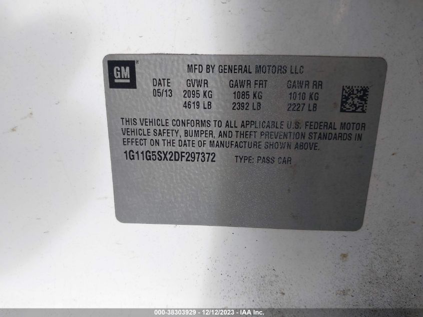 2013 CHEVROLET MALIBU 3LT - 1G11G5SX2DF297372