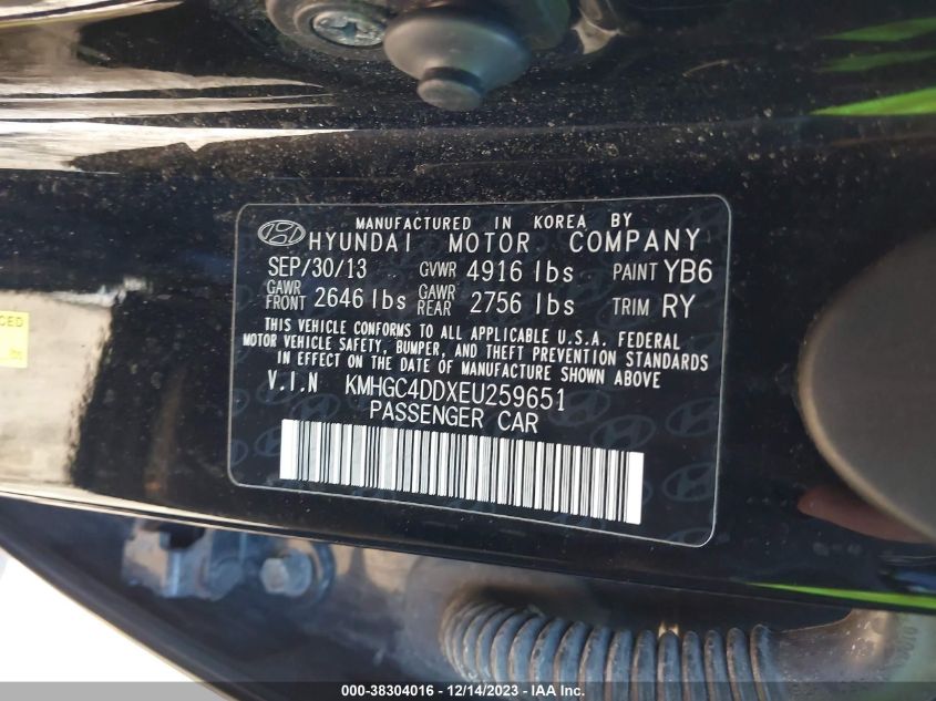 2014 HYUNDAI GENESIS 3.8 - KMHGC4DDXEU259651