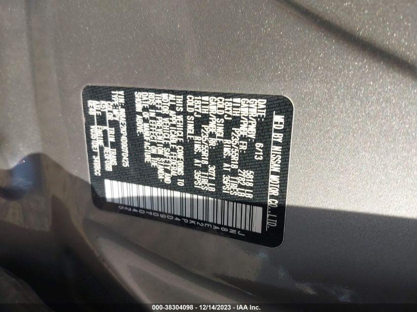2013 NISSAN QUEST SL - JN8AE2KP4D9070425