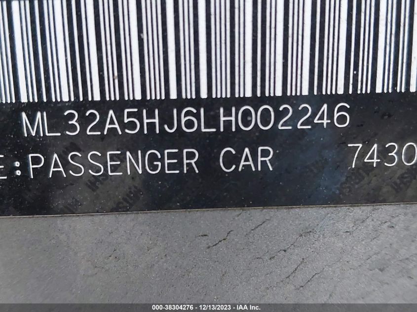 2020 MITSUBISHI MIRAGE LE/GT - ML32A5HJ6LH002246