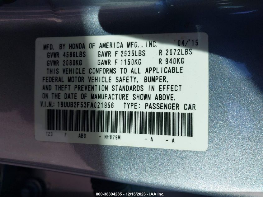 2015 ACURA TLX TECH - 19UUB2F53FA021956