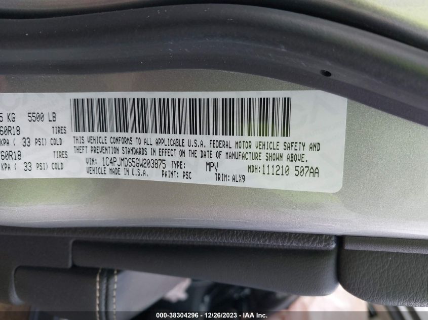 2016 JEEP CHEROKEE LIMITED - 1C4PJMDS5GW203875