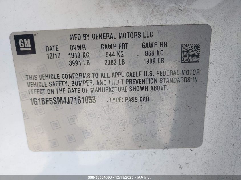 2018 CHEVROLET CRUZE PREMIER AUTO - 1G1BF5SM4J7161053