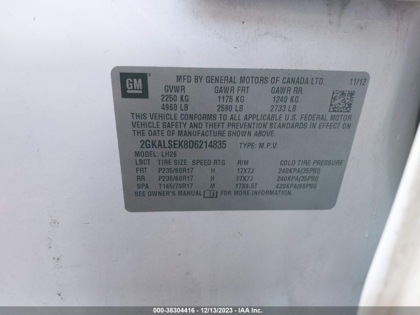 2013 GMC TERRAIN SLE - 2GKALSEK8D6214835