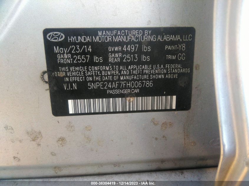 2015 HYUNDAI SONATA SE - 5NPE24AF7FH006786