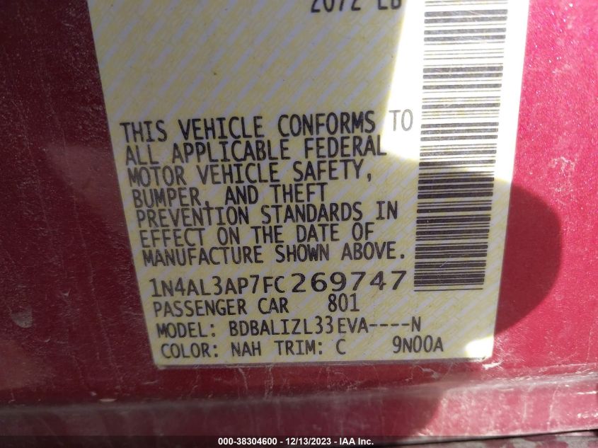 2015 NISSAN ALTIMA 2.5 SV - 1N4AL3AP7FC269747