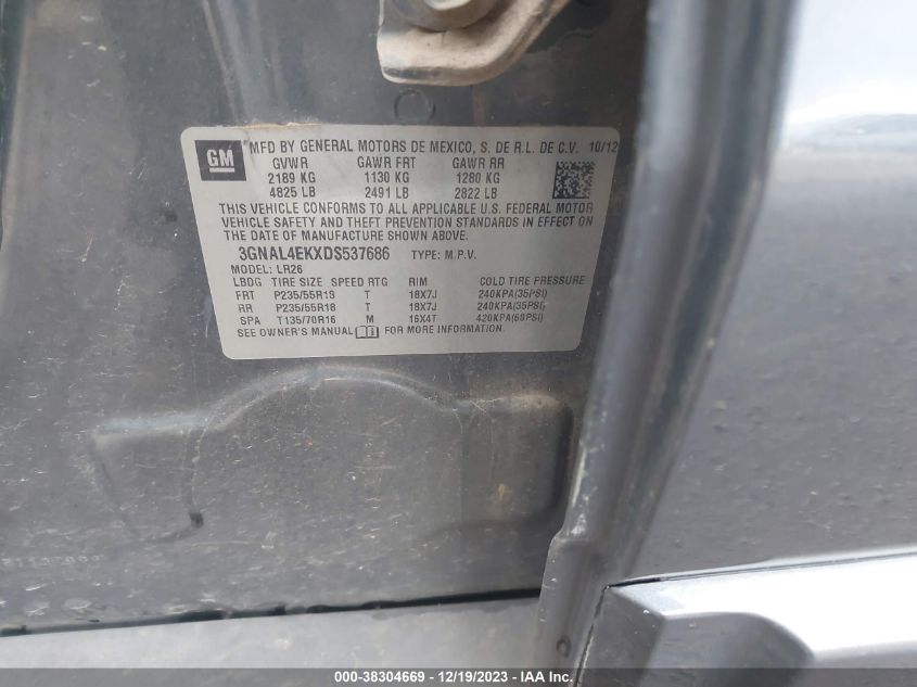 2013 CHEVROLET CAPTIVA SPORT LTZ 3GNAL4EKXDS537686