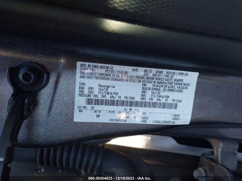 1FADP3F23EL143236 | 2014 FORD FOCUS