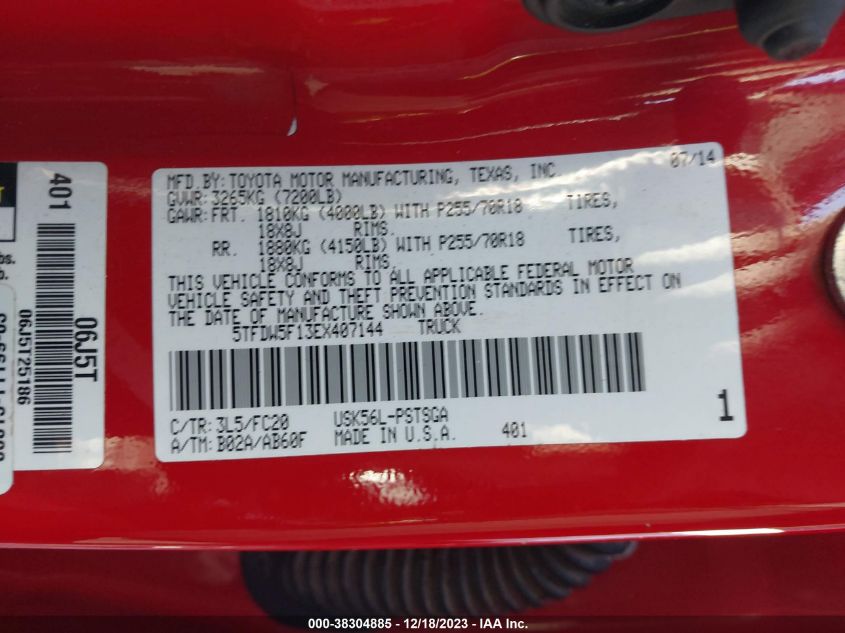 2014 TOYOTA TUNDRA SR5 5.7L V8 - 5TFDW5F13EX407144