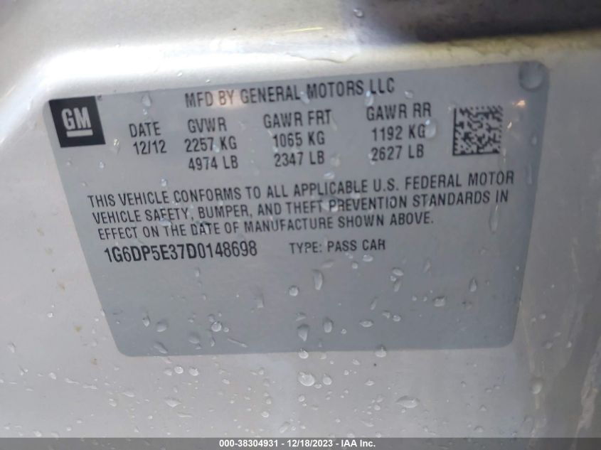 2013 CADILLAC CTS PREMIUM - 1G6DP5E37D0148698