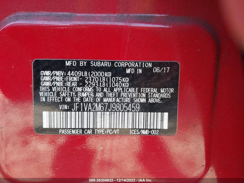 2018 SUBARU WRX STI - JF1VA2M67J9805459