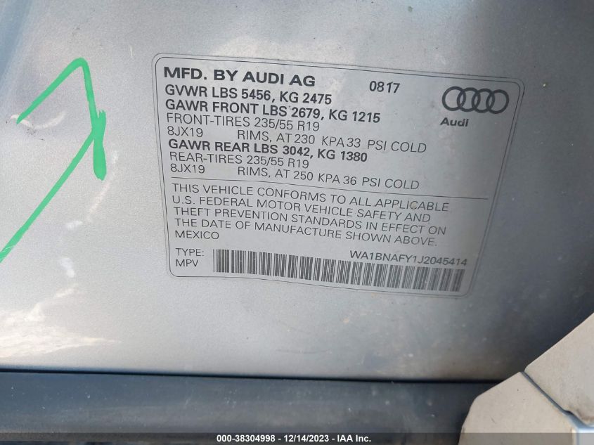2018 AUDI Q5 2.0T PREMIUM/2.0T TECH PREMIUM - WA1BNAFY1J2045414
