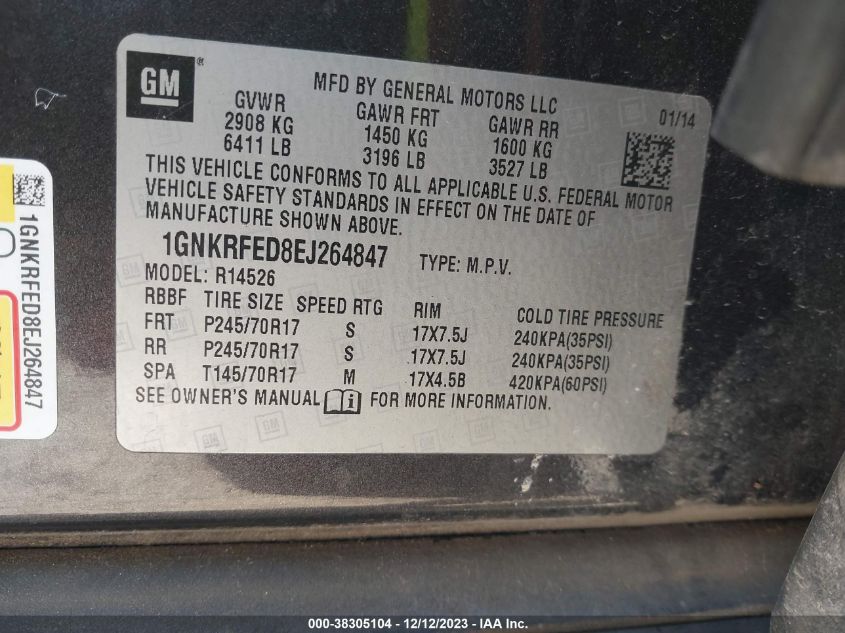 2014 CHEVROLET TRAVERSE LS - 1GNKRFED8EJ264847