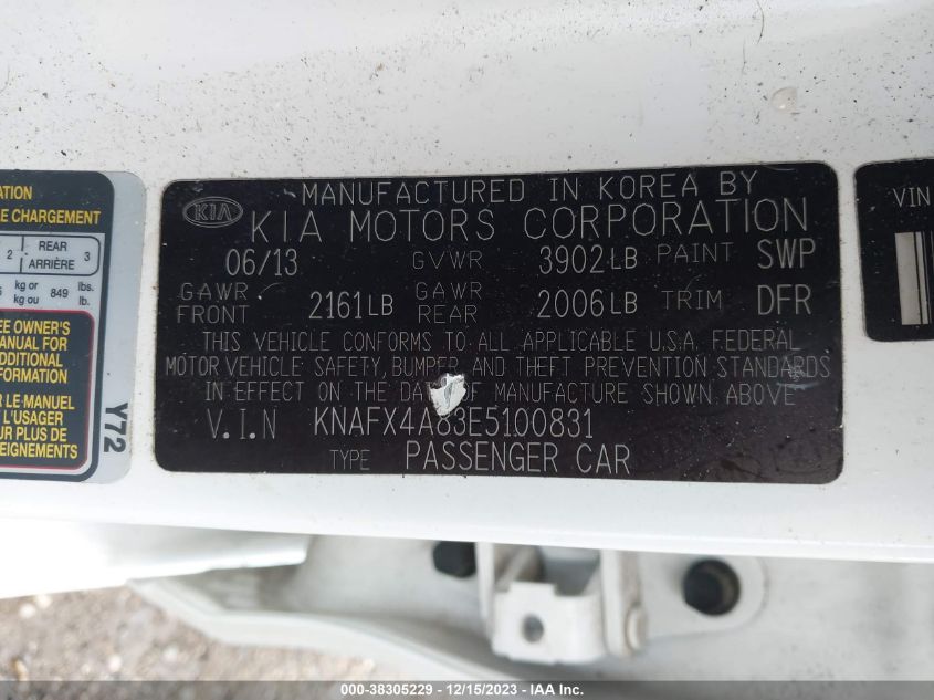 2014 KIA FORTE EX - KNAFX4A83E5100831