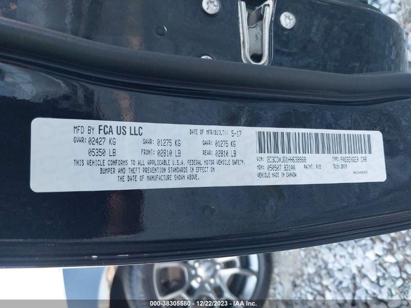 2017 DODGE CHARGER SXT AWD - 2C3CDXJG1HH638968