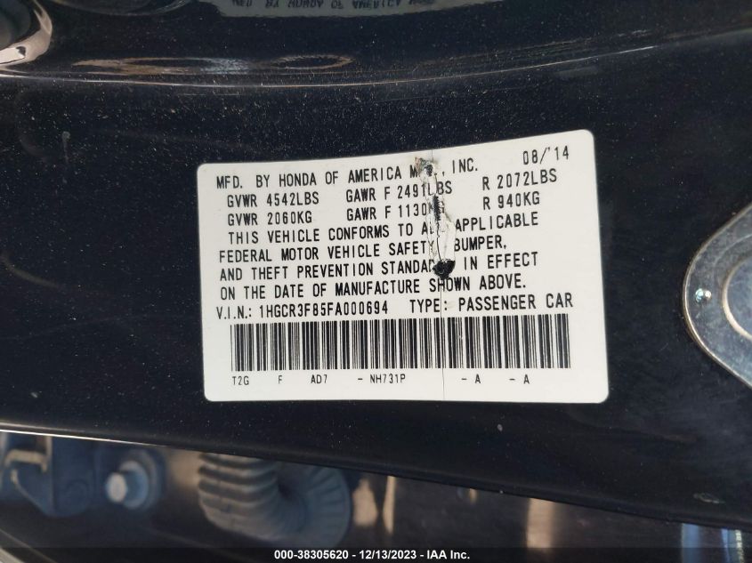 2015 HONDA ACCORD EXL - 1HGCR3F85FA000694
