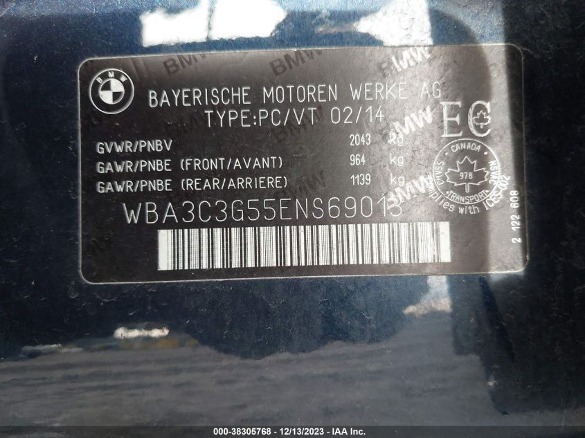 2014 BMW 320I XDRIVE - WBA3C3G55ENS69013