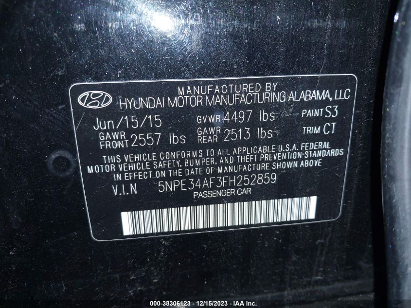 2015 HYUNDAI SONATA SPORT - 5NPE34AF3FH252859