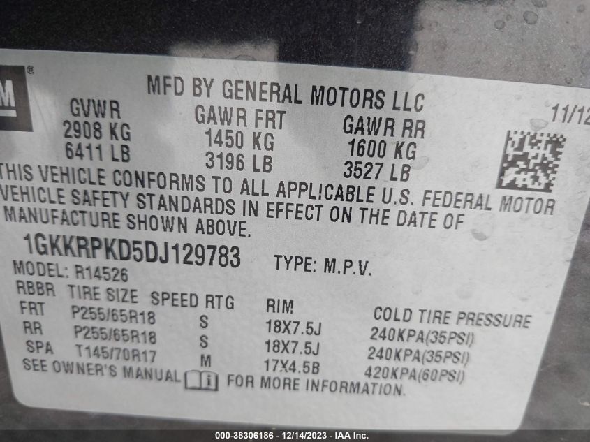2013 GMC ACADIA SLE-2 - 1GKKRPKD5DJ129783