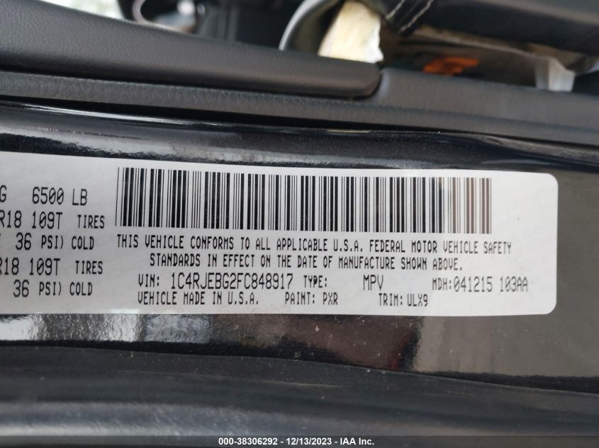2015 JEEP GRAND CHEROKEE LIMITED - 1C4RJEBG2FC848917