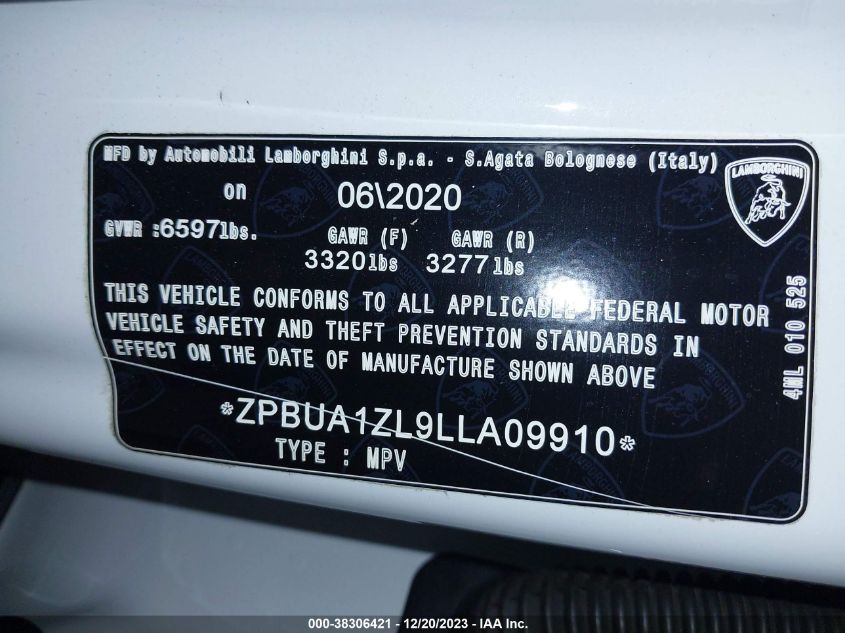 2020 LAMBORGHINI URUS ZPBUA1ZL9LLA09910