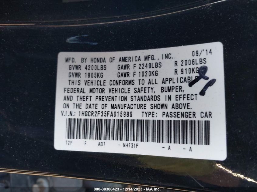 2015 HONDA ACCORD LX - 1HGCR2F35FA015985