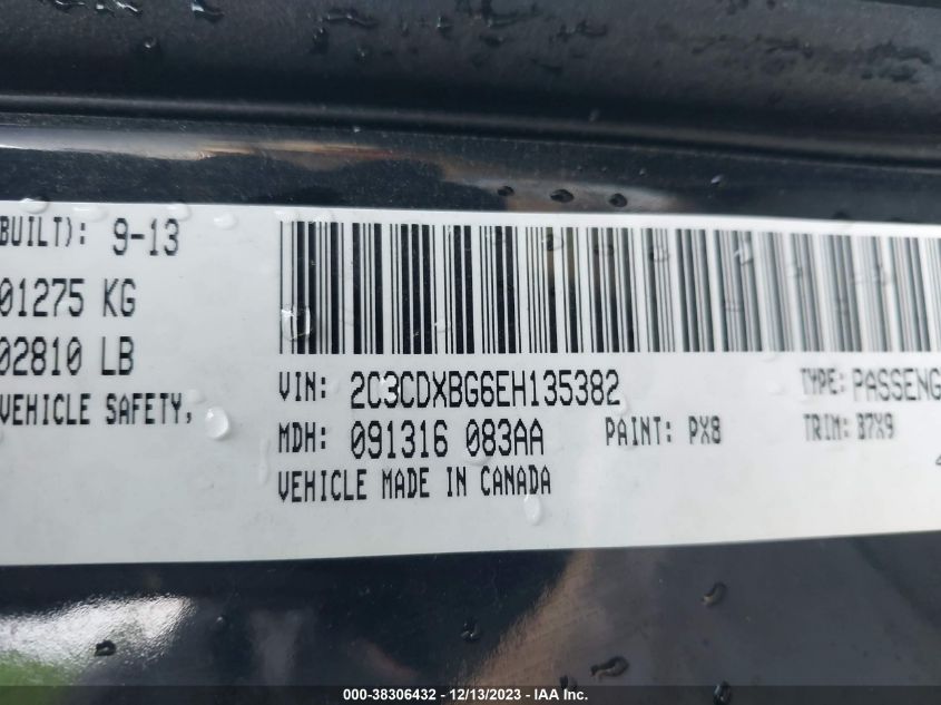 2014 DODGE CHARGER SE - 2C3CDXBG6EH135382