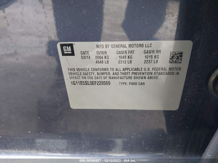 2014 CHEVROLET MALIBU LT - 1G11E5SL0EF228569