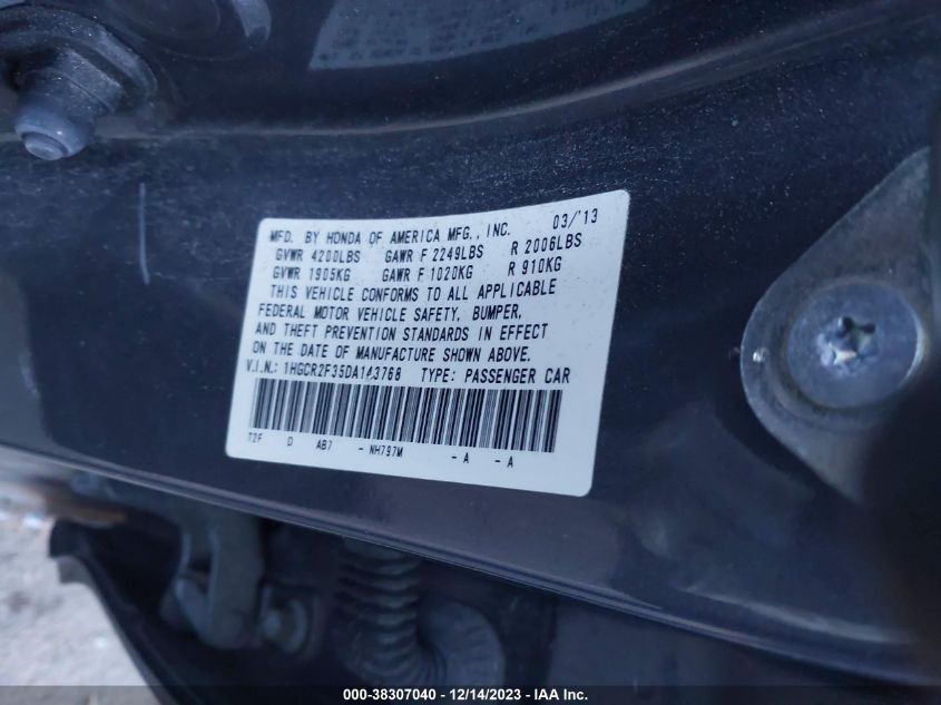 2013 HONDA ACCORD LX - 1HGCR2F35DA143768