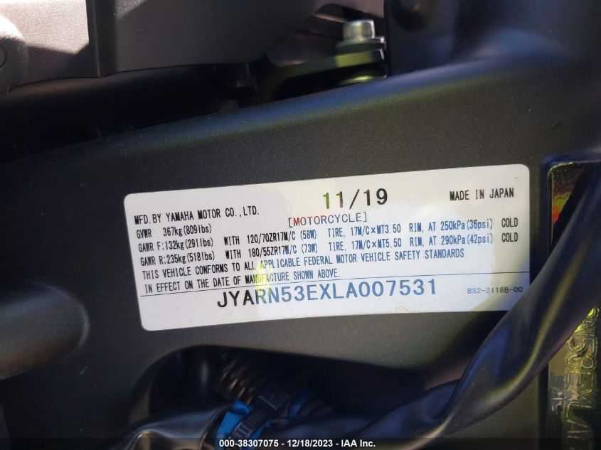 2020 YAMAHA MT09 JYARN53EXLA007531