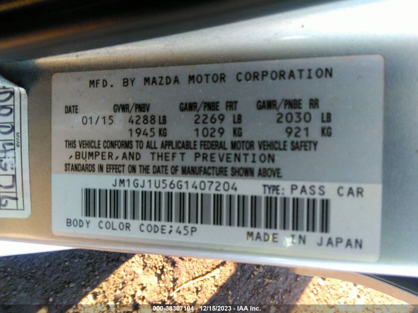 2016 MAZDA MAZDA6 I SPORT - JM1GJ1U56G1407204