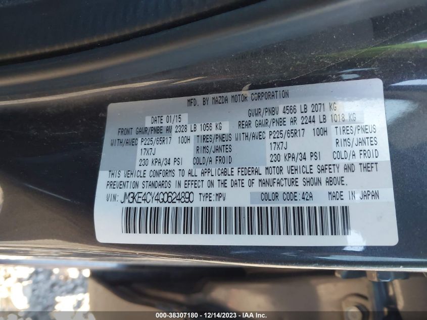 2016 MAZDA CX-5 TOURING - JM3KE4CY4G0624890