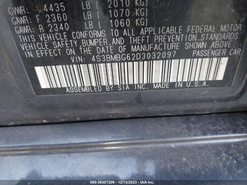 2013 SUBARU LEGACY 2.5 I SPORT - 4S3BMBG62D3032097