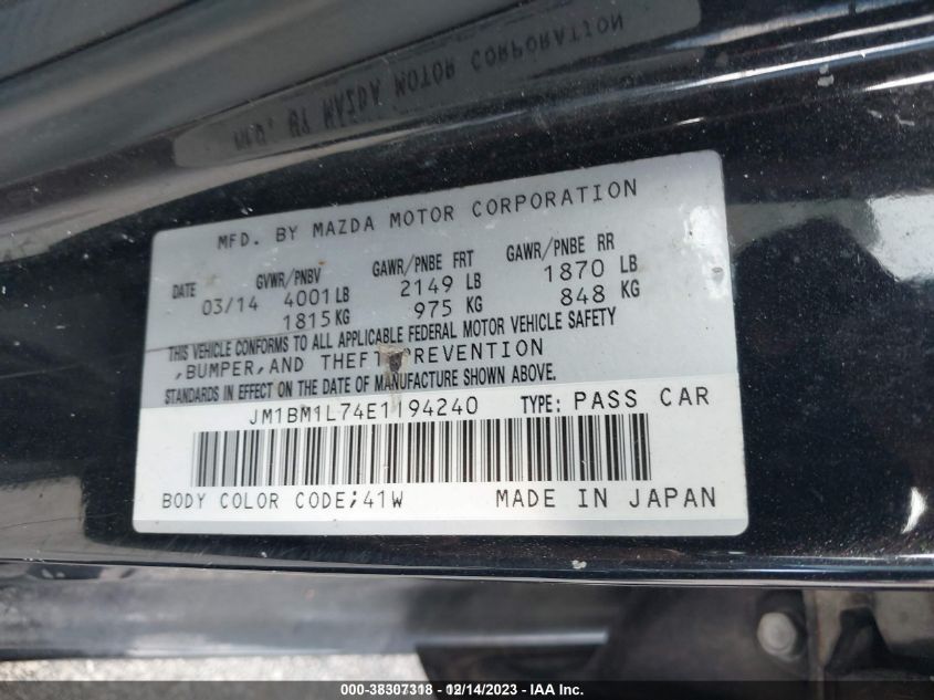 2014 MAZDA MAZDA3 I TOURING - JM1BM1L74E1194240