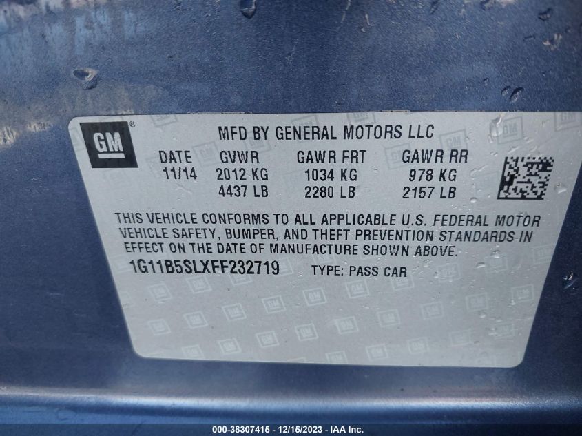 2015 CHEVROLET MALIBU LS - 1G11B5SLXFF232719