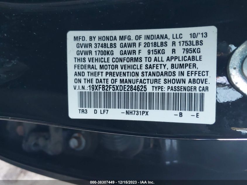 2013 HONDA CIVIC LX - 19XFB2F5XDE284625