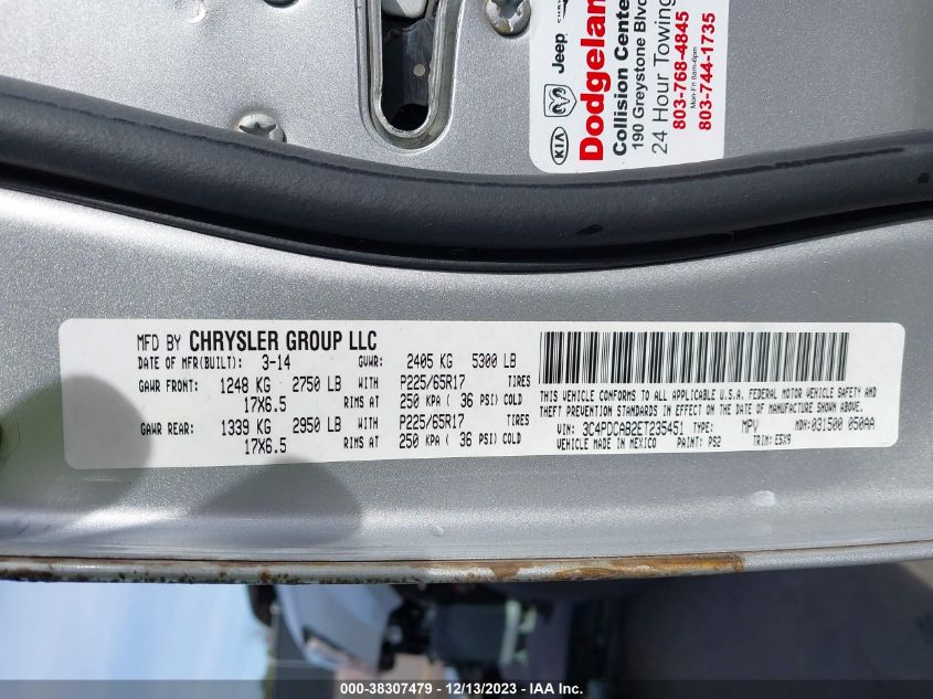2014 DODGE JOURNEY SE - 3C4PDCAB2ET235451