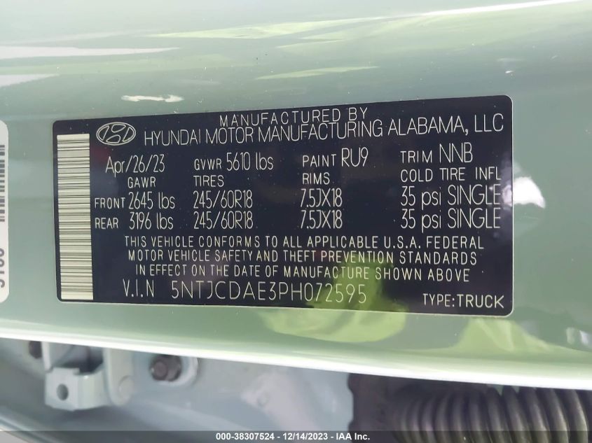 2023 HYUNDAI SANTA CRUZ SEL - 5NTJCDAE3PH072595