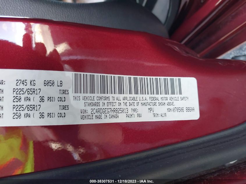 2017 DODGE GRAND CARAVAN GT - 2C4RDGEG7HR825013
