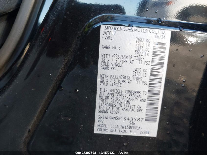 2014 INFINITI QX60 - 5N1AL0MN5EC543587