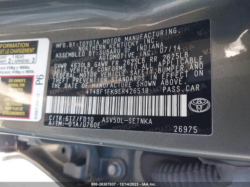 2014 TOYOTA CAMRY LE - 4T4BF1FK9ER426518