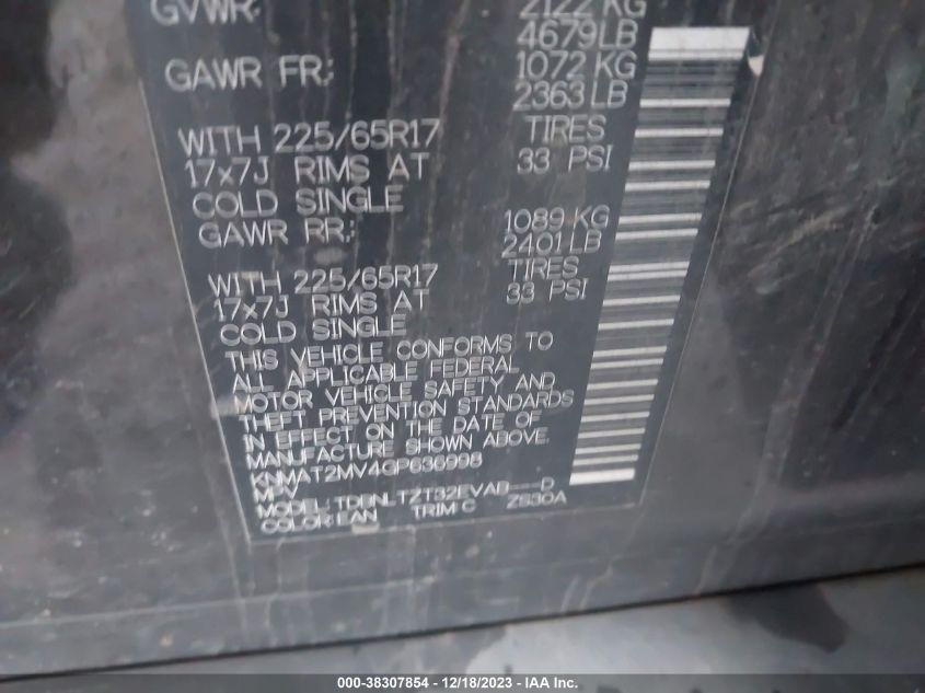 2016 NISSAN ROGUE S/SL/SV - KNMAT2MV4GP636998